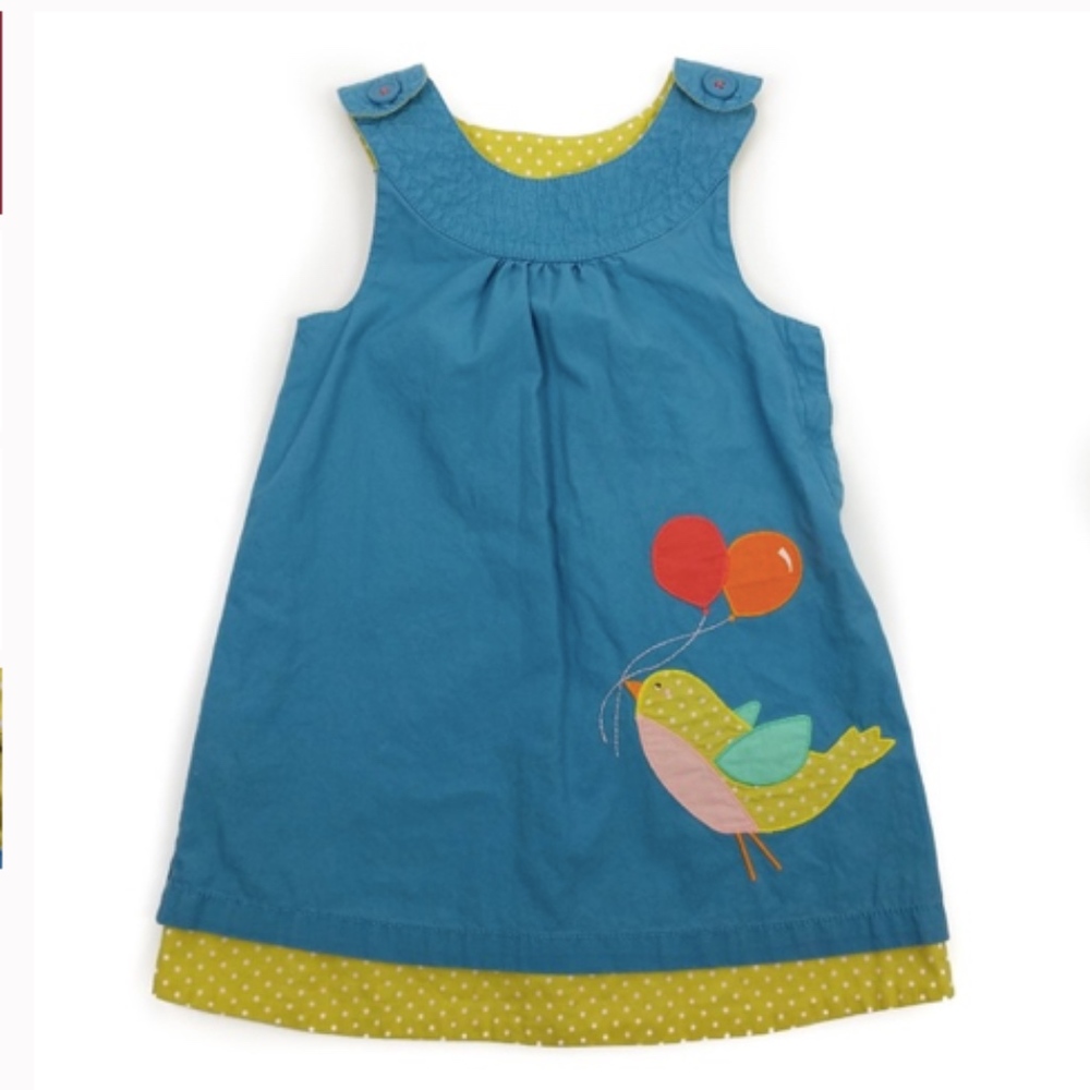 Baby Boden Blue Polka Dot Bird Dress Girls